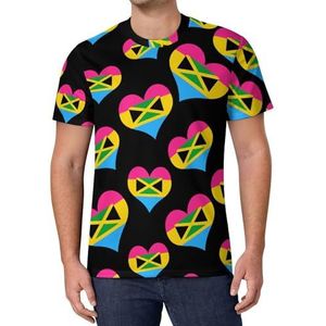 Pansexual Hart Vlag Jamaica Heren T-shirt met korte mouwen casual ronde hals T-shirt mode zomer tops