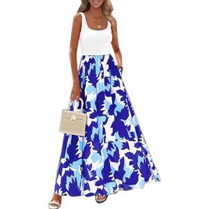 yk8fass Jurk met hoge taille en print ra-4108 (XXXL, witblauw), Wit Blauw, 3XL