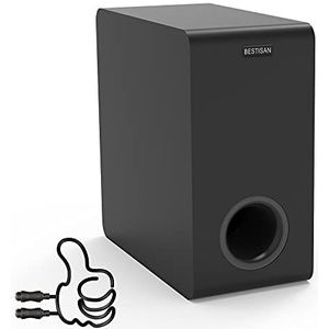BESTISAN Actieve audiosubwoofer voor thuis, 16,5 cm (6,5 inch), compact ontwerp voor ontvanger, diepe bas in zwart