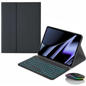 Toetsenbordhoes voor Lenovo Tab P11 5G / P11 Plus 11"" 2021 (TB-J606F/J607/J606L/J616F), Magnetisch Afneembaar Draadloos Achtergrondverlichting Toetsenbord met Bluetooth Muis,zwart