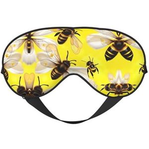 Flying Bees Daisy Honing Print Zacht Oogmasker voor Vrouwen Mannen Comfortabel met Verstelbare Riem voor Reizen Yoga Dutje Shift Werk