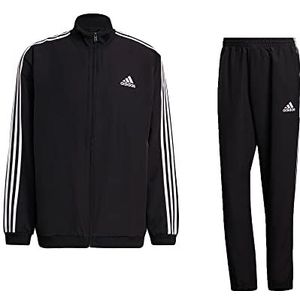 adidas M 3S WV TT TS Tracksuit voor heren, bovenstuk: zwart/wit, broekje: zwart/wit, maat 7