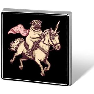 Mopshond Paardrijden Eenhoorn Broche Pins Voor Mannen Vrouwen Vierkante Badge Kraag Pin Reversspeldjes Voor Jurk Jas Rugzak Accessoires