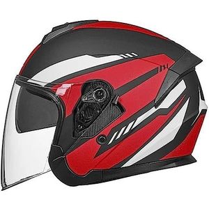 Motorhelm, Dubbel vizier open gezicht 3/4 scooter straat crossmotor helm DOT goedgekeurd D,XL61-62cm(B,L5960cm)