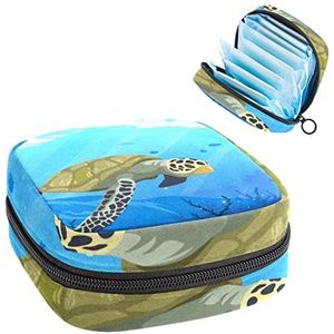 Periode Pouch Draagbare Tampon Opbergtas,Tampon Houder voor Portemonnee Vrouwelijke Product Organizer,Schildpadden Patroon, Meerkleurig, 4.7x6.6x6.6 in/12x17x17 cm