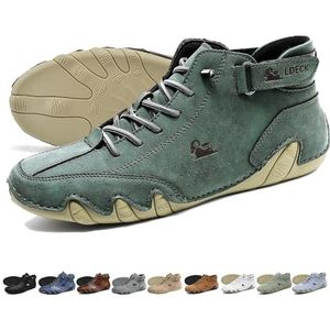 Handmade Suede High Boots - Outdoor Unisex beck Shoes Explorer Waterproof Lightweight Chukka Boots Non-Slip Breathable Casual Sneakers for Walking Hiking Camping & Driving (Color : Light green low to