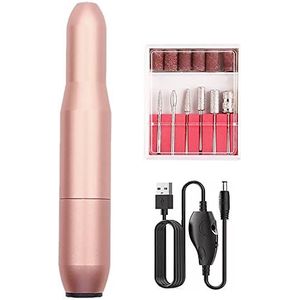 Elektrische nagelvijl, elektrische nagelboor elektrische nagelboormachine 20000 tpm manicure machineset professionele nagelvijl bits molen voor manicure pedicure gereedschap (kleur: roségoud USB-)