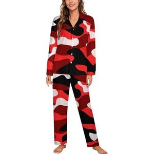 Rode Camouflage Pyjama Sets Met Lange Mouwen Voor Vrouwen Klassieke Nachtkleding Nachtkleding Zachte Pjs Lounge Sets