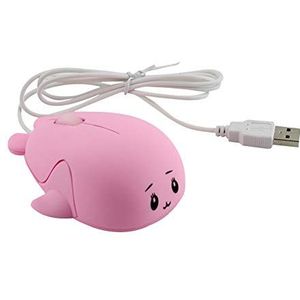 CKPLAS Leuke dier baby dolfijn vorm USB bedrade muis 1600 DPI optische muizen mini kleine kinderen kinderen muizen voor pc laptop computer (roze)
