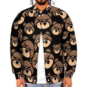 Bear Head Grappige Mannen Baseball Jacket Gedrukt Jas Zachte Sweatshirt Voor Lente Herfst