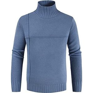 Heren Truien Turtle Neck Kabel Gebreide Truien Slim Fit Pollover Sweater Heren Wolmix Relax Fit Turtle Neck Sweater Heren Coltrui Slim Fit Tops Coltrui Lange Mouwen Shirts, C-Blauw, XXL