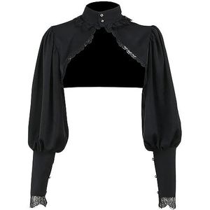 Kawaii bijgesneden zwarte gothic korte jas dames lange mouw bolero Victoria jas vintage korset accessoires-1-S