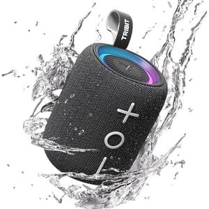 Tribit StormBox Mini+ Bluetooth-luidspreker 12 W, 360° ruimtegeluid, 12 uur speeltijd, Bluetooth 5.4, IPX7, RGB-verlichting, TWS-koppeling, type-C, ondersteunt AAC/SBC, draagbaar thuis/buiten/op reis