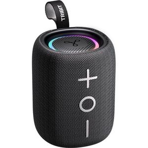 Tribit StormBox Mini+ Bluetooth-luidspreker 12 W, 360° ruimtegeluid, 12 uur speeltijd, Bluetooth 5.4, IPX7, RGB-verlichting, TWS-koppeling, type-C, ondersteunt AAC/SBC, draagbaar thuis/buiten/op reis