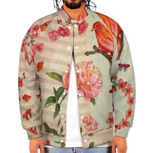 Vintage Aquarel Vogel En Rozen Grappige Mannen Baseball Jacket Gedrukt Jas Zachte Sweatshirt Voor Lente Herfst