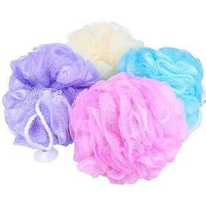 COM-FOUR® 4x douchespons XL - badspons in prachtige kleuren - wasspons voor de douche - massagespons - douchebal (04 stuks - XL)