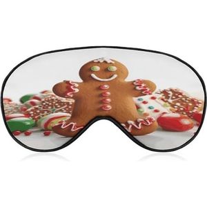 Gingerbread Man Candy Slaap Masker Zacht en Comfortabel Nachtslaapmasker Gezicht-Hugging Gewatteerde Oogdekking met Verstelbare Band voor Diepe Rust Reizen Shift Work