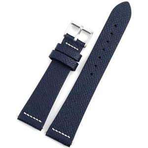 Jeniko Echt Lederen Horlogeband 16 Mm-22 Mm Handgemaakte Vintage Kalfsleer Palm Patroon Horlogeband Armband For Mannen Vrouwen (Color : Dark blue-white line, Size : 16mm)