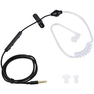 Oortelefoons Luchtslang Beveiliging Oortelefoon Anti straling Koptelefoon Enkel oor met microfoon voor mobiele telefoons(Zwarte lijn witte buis)
