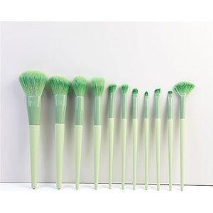 MQPALZKD 11-delige groene make-upborstelset for beginners Complete set ultrazachte schoonheidstools
