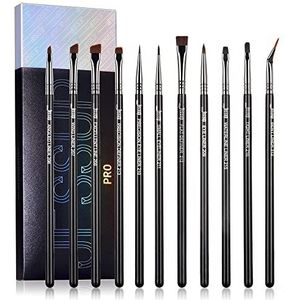 Jessup Eyeliner Brush Set, Professionele Eyeliner Make-up Borstels 11 stuks, Hoekige Flat Definer Ultra Fine Gebogen Potlood Point Eyeliner Borstels voor Precision Liner, T324