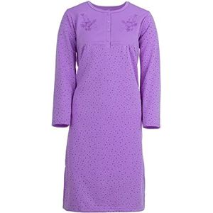 Romesa Dames nachthemd Thermo opgeruwd slaapshirt herfst winter, paars, XL
