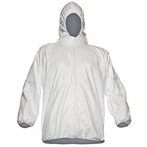DuPont Tyvek 500 Jas, 10 stuks jassen met capuchon ter aanvulling van beschermende kleding, PSA-categorie, wit, maat XL