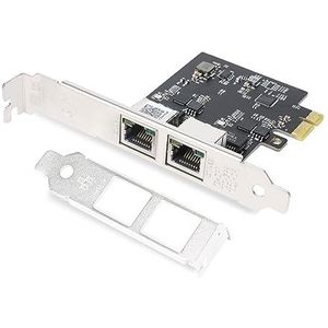 QINIYEK 2,5 Gbase-T PCIE NIC met Realtek RTL8125-chip, Dual RJ45-poort 2500/1000/100 Mbps netwerkadapter, PCIe X1, Ethernet-kaart voor Windows/Windows Server/Linux