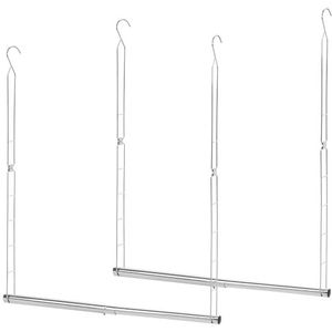 BAOYOUNI Verstelbare rekken Uitbreidbare kast Planken Spanstang Kleding Hanger Opbergrek DIY Kast Garderobe Keuken Badkamer Divider Separator Organizer, Zwart, 2 Pack