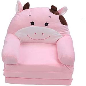 Opvouwbare kindersofa Kleine luie peuterbank Babymeisje Opvouwbare slaapbank Koe-zitplaats Cartoon Roze Leuke banken (dubbellaags 32x56x67.5cm / 12.6x22.0x26.6in)(3 Layer)