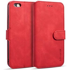 DG.MING Portemonnee Hoesje voor iPhone 6 Plus/iPhone 6s Plus, Premium Leren Portemonnee Telefoonhoesje Vintage Leer met Kijkstandaard & 3 Kaarthouder Flip Folio Cover met Kaartsleuf