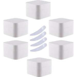 OIFAODAO， Pak van 6, 30 ml vierkante blauwe plastic zalfpotjes cosmetische potten met binnenvoering containers for lippenbalsem, lotion ，Cosmetische potjes(Bianco,20ml)
