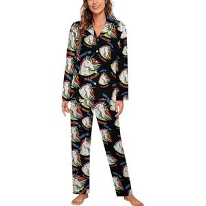 Trust Me I Am A Unicorn pyjama sets met lange mouwen voor vrouwen klassieke nachtkleding nachtkleding zachte pyjama loungesets