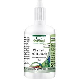 Fairvital | Vitamine E olie 100 I.U. druppels - met meer dan 1200 druppels - VEGAN - 50ml - vloeibaar, vloeistof