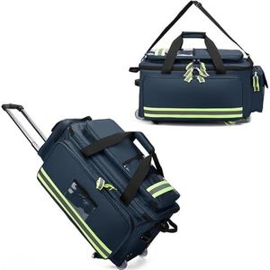 Draagbare medische EHBO-draagtas voor noodgevallen, medische trolley met wieltjes - Traumazak leeg met compartimenten, verwijderbaarFirst Responder Outdoor Kit(Blue)