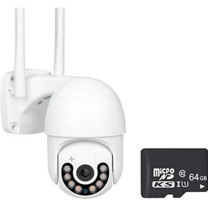 Bewakingscamera, 4K 8MP Smart PTZ IP-camera 5X digitale zoom Buiten Kleur Nachtzicht AI Auto Tracking Beveiliging Surveillance Videocamera(2MP Add 64G Card)