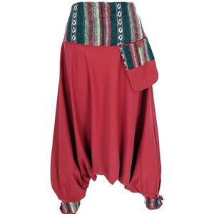 GURU SHOP, Harembroek, Boho Bloomers, Aladdin Broek met Geweven Tailleband, Bordeaux Rood, Katoen, Size:40, Harembroek Aladdin-broek