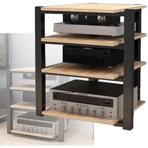 Audio Video Media Stand Met 4 Planken, Media Opslagkast For Entertainment Stereo Componenten For Woonkamer, Gaming, Opnamestudio(Natural)