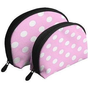 2 Stks Make-up Tas Portemonnee Portemonnee Leuke Kikker Grote Cosmetische Tassen Coin Pouch Waszak Toilettas Shell Opbergtas Rits Geld Portemonnees Tas voor Vrouwen, Roze stippen, Portable Bags Clutch