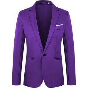 Leader of the Beauty Herenblazer voor heren, blazer, bruidegom, blazer, bruiloft, slim fit, jas, gala, smoking, herenbovenkleding, Paars, 4XL