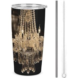 AQRJLPM Dragonfly Aquarel Schilderij Auto Cup RVS Tumbler met Stro en Deksels Lekvrij Geïsoleerde Roestvrij Staal Reizen Koffie Mok Pobtable voor Koude Warme Dranken Camping