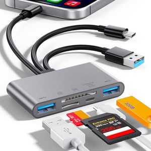 5-in-1 SD-kaartlezer, high-speed USB 3.0-adapter voor telefoon/pad, USB C/A-apparaten met micro-SD- en SD-kaartsleuven, ondersteunt SD/Micro SD/SDHC/SDXC/MMC