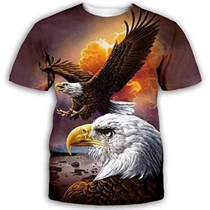 Unisex 3D-Print Korte Mouw，Unisex Eagle Grafische T-Shirt Zomer Casual Korte Mouw Nieuwigheid T-Shirts Tees Tops Street Wear Voor Mannen Vrouwen-Xl