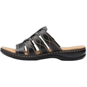 Clarks Leisa Amanda Sandaal voor dames, Zwart leder, 6 UK Narrow