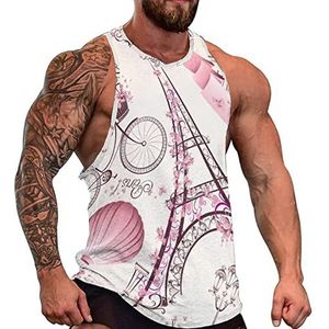 Romantische reizen in Parijs heren tanktop grafische mouwloze bodybuilding T-shirts casual strand T-shirt grappige sportschool spier