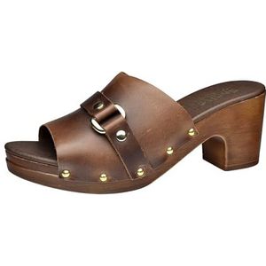 Sanita Non Wood Seia lederen sandaal, origineel handgemaakt voor dames, voetbed met zacht schuim, bruin, 40 EU