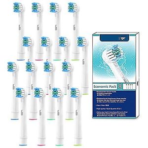 FFYan 16 stuks reserveborstelkoppen voor Oral B, navulverpakking elektrische tandenborstel, Dual Clean Plaque Precision Deep Clean tanden, zacht voor gevoelige tandvleesverzorging