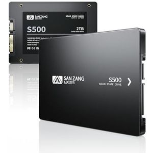 SANZANG SATA SSD 2TB, 2,5 inch interne harde schijf SATA III 6 Gb/s, 560 MB/s lezen, 500 MB/s schrijven, 3D NAND, compatibel met laptops en pc-desktops, S500