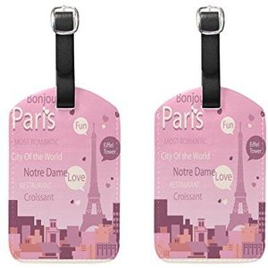 Aumimi Roze Eiffeltoren reisbagagelabels koffer etiketten Pack van 2