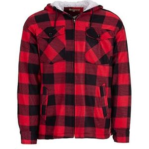 Lucky Thermische jas werkhemd heren houthakker lange mouwen geruit hemd winter, rood, XL